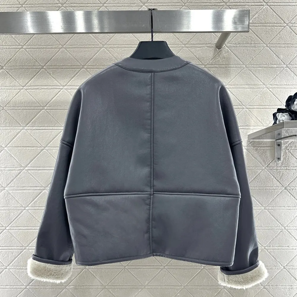 Loewe Women Pebble Cardigan in Shearling-Light Grey IDS359Y2SL49