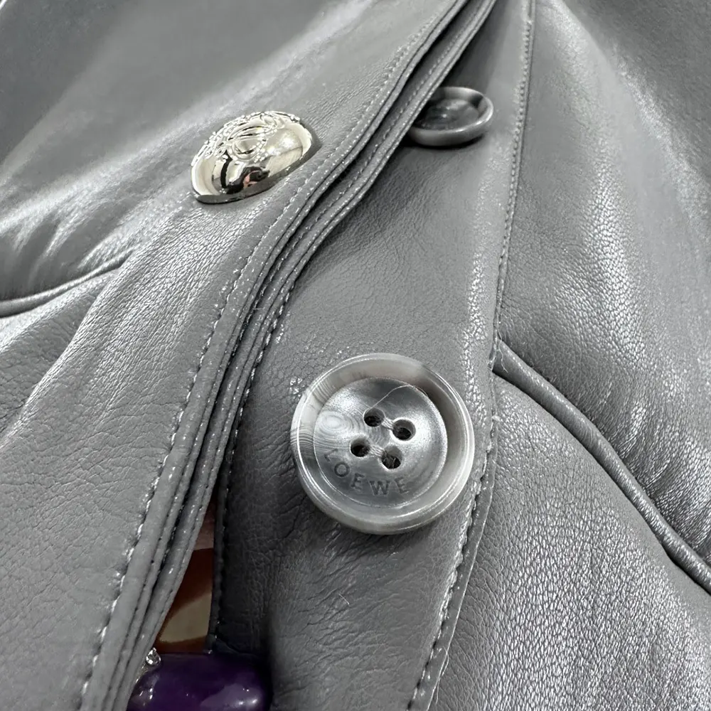 Loewe Women Pebble Cardigan in Shearling-Light Grey IDS359Y2SL49