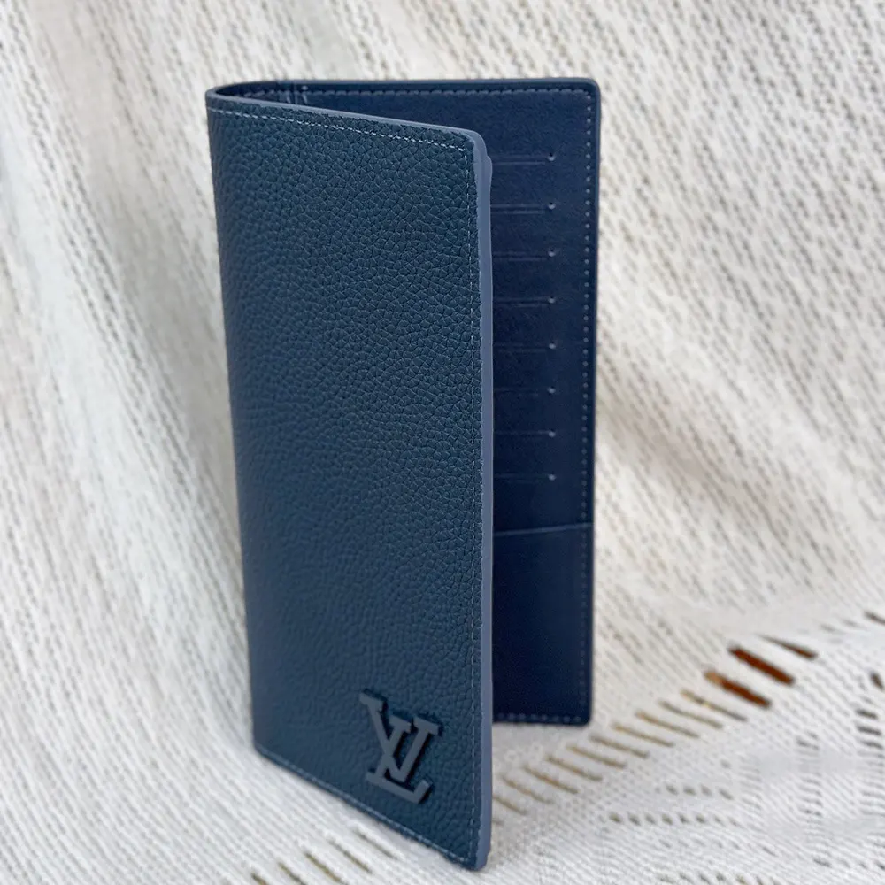 Louis Vuitton LV Unisex Brazza Wallet Waxy Calfskin Leather-Navy M25978