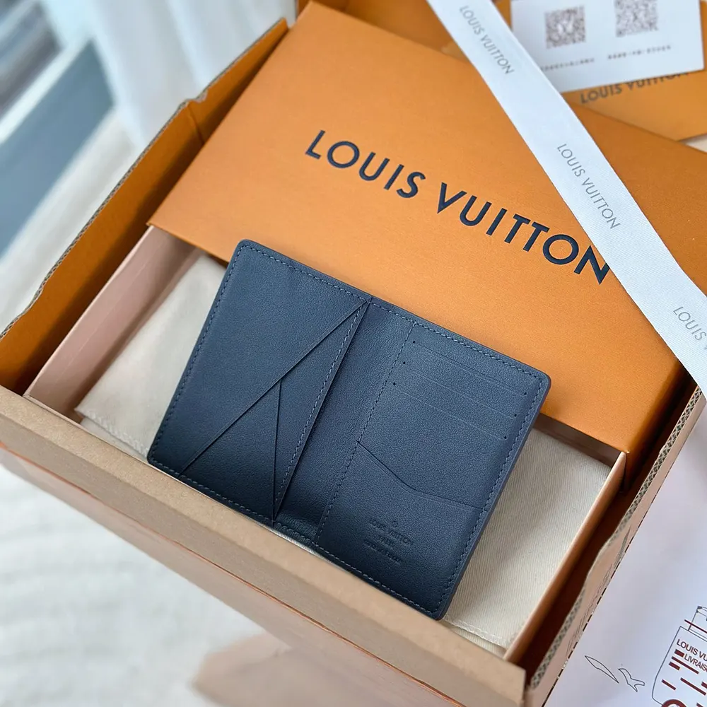 Louis Vuitton LV Unisex Pocket Organizer Cowhide Leather-Navy M82806