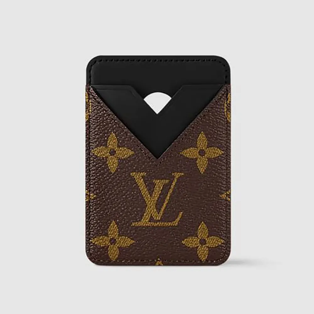 Louis Vuitton LV Unisex Porte-Cartes Magnet Monogram Macassar Coated Canvas-Black M13185