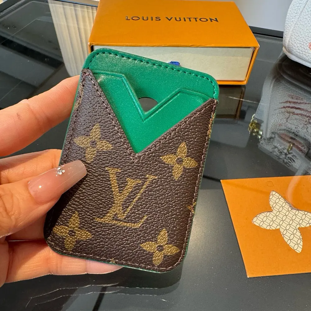 Louis Vuitton LV Unisex Porte-Cartes Magnet Monogram Macassar Coated Canvas-Green M12855