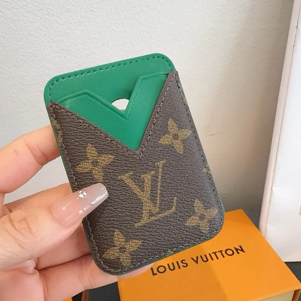Louis Vuitton LV Unisex Porte-Cartes Magnet Monogram Macassar Coated Canvas-Green M12855