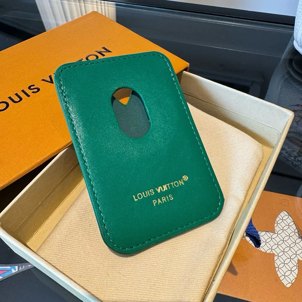 Louis Vuitton LV Unisex Porte-Cartes Magnet Monogram Macassar Coated Canvas-Green M12855