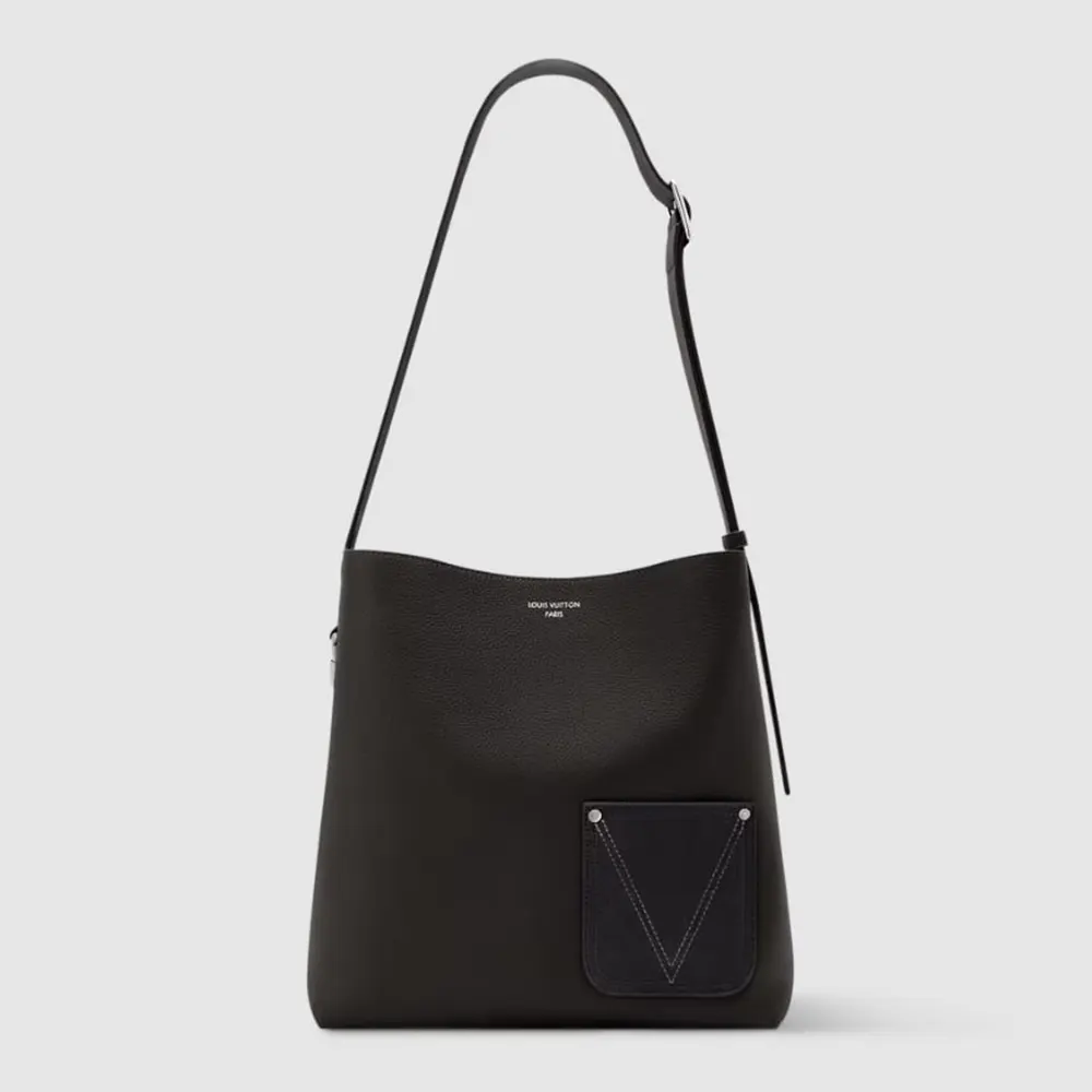 Louis Vuitton LV Unisex Verso Hobo LV Touch Calfskin Leather-Black M27022