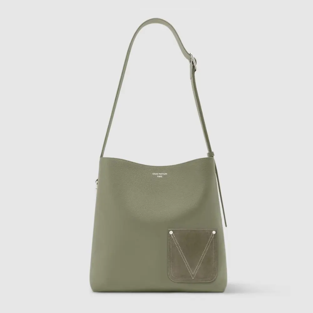 Louis Vuitton LV Unisex Verso Hobo LV Touch Calfskin Leather-Green M26747