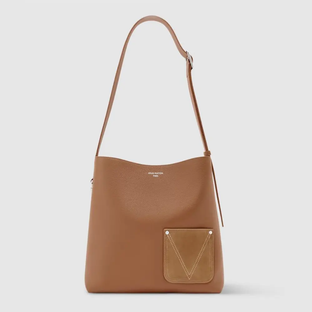 Louis Vuitton LV Unisex Verso Hobo LV Touch Calfskin Leather-Tan M26745