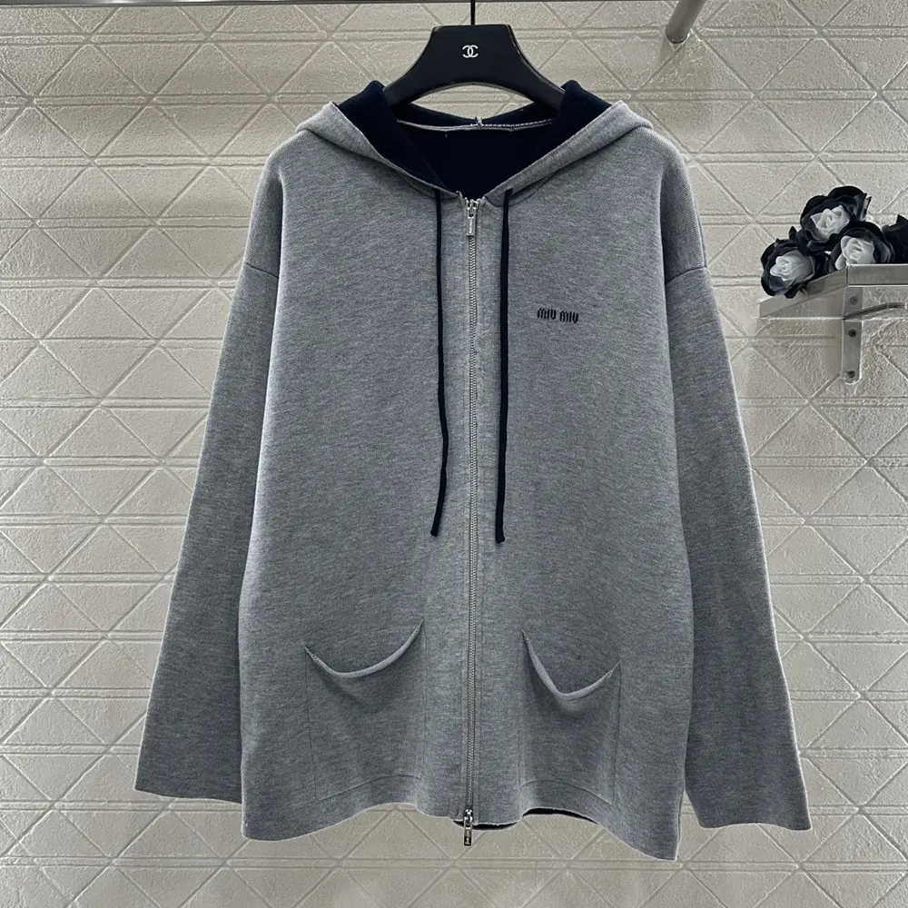 Miu Miu Women Cashmere Cardigan Hoodie MMF00T