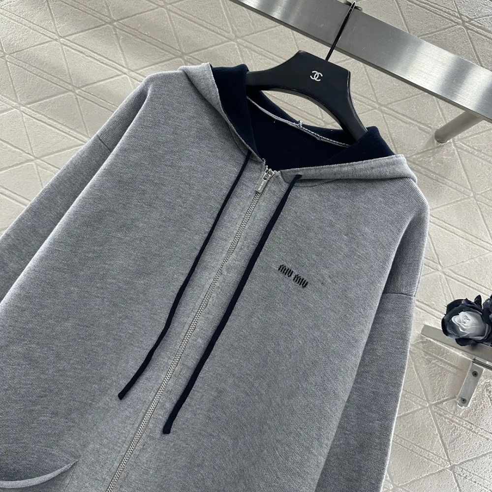 Miu Miu Women Cashmere Cardigan Hoodie MMF00T