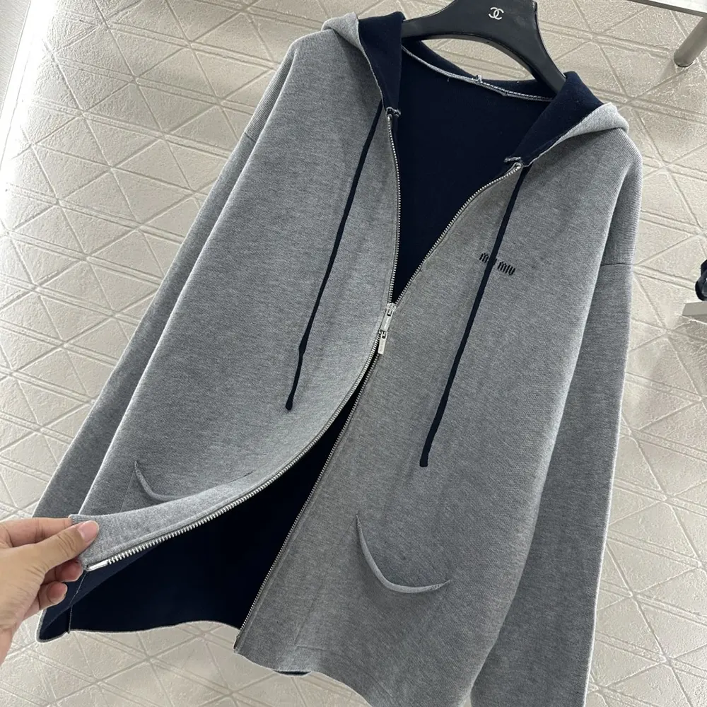 Miu Miu Women Cashmere Cardigan Hoodie MMF00T