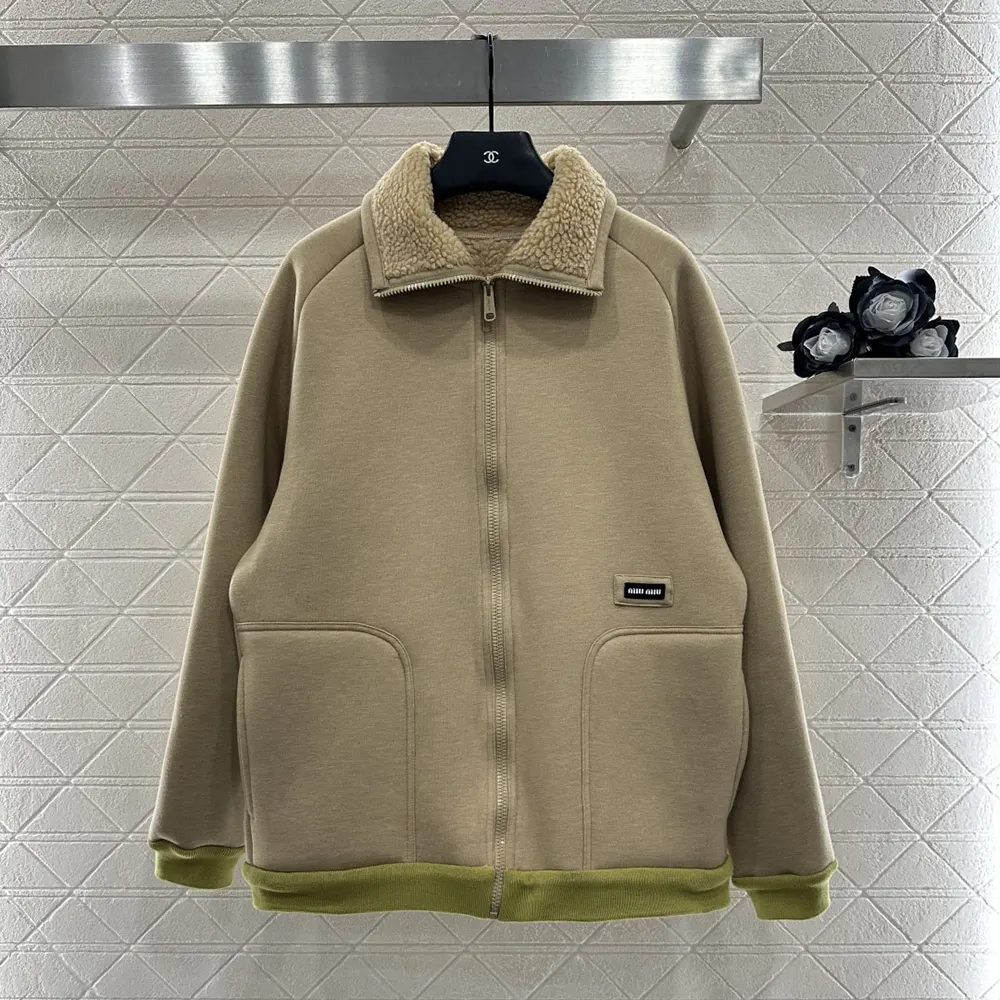 Miu Miu Women Cotton Fleece Zipper Blouson Jacket ML136917I1F0AX2 - Image 2