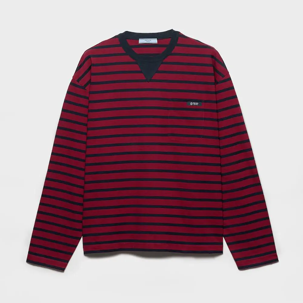 Prada Women Long-Sleeved Striped Jersey T-Shirt 3468918V8