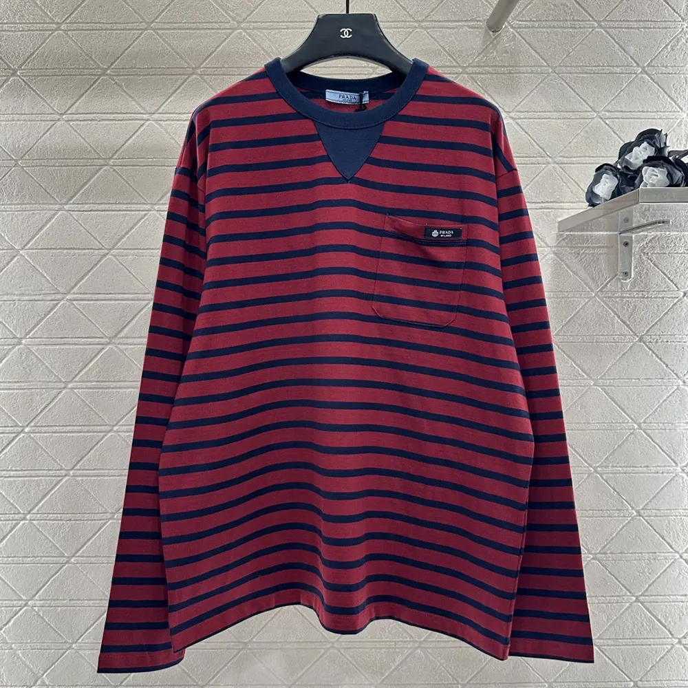 Prada Women Long-Sleeved Striped Jersey T-Shirt 3468918V8