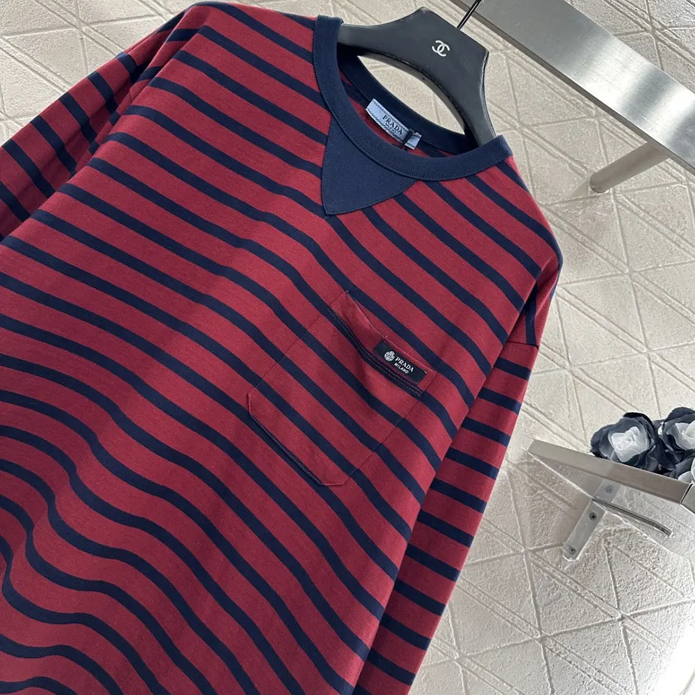 Prada Women Long-Sleeved Striped Jersey T-Shirt 3468918V8