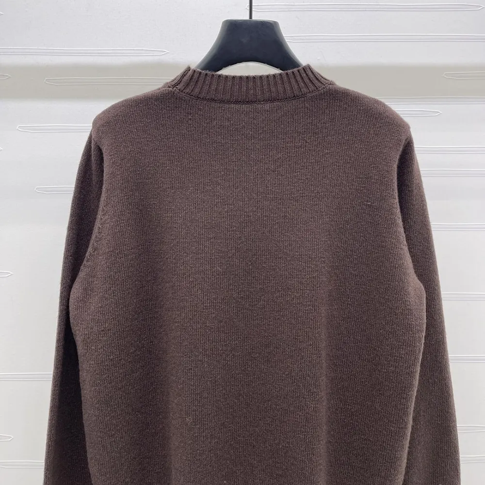 Prada Women Cashmere And Wool Prada Logo Crew-Neck Sweater-Dark Brown