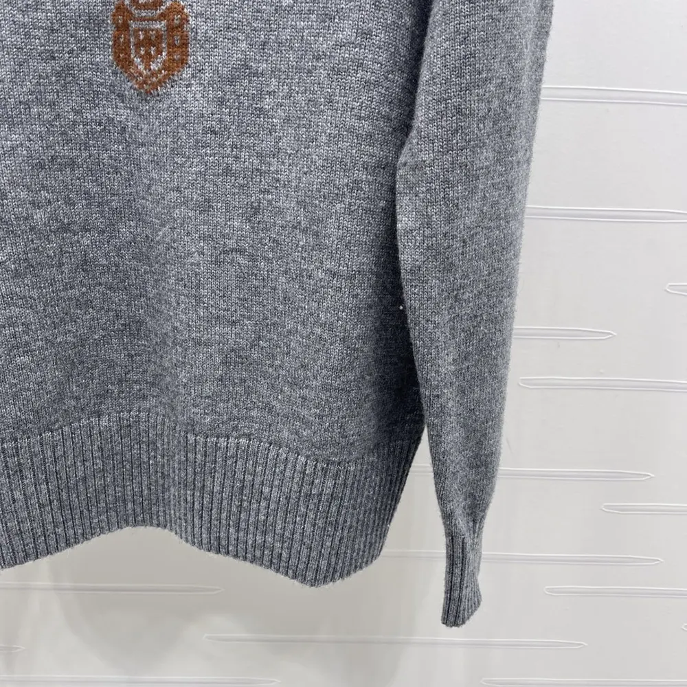 Prada Women Cashmere and Wool Prada Logo Crew-neck Sweater-Slate Gray - Image 7