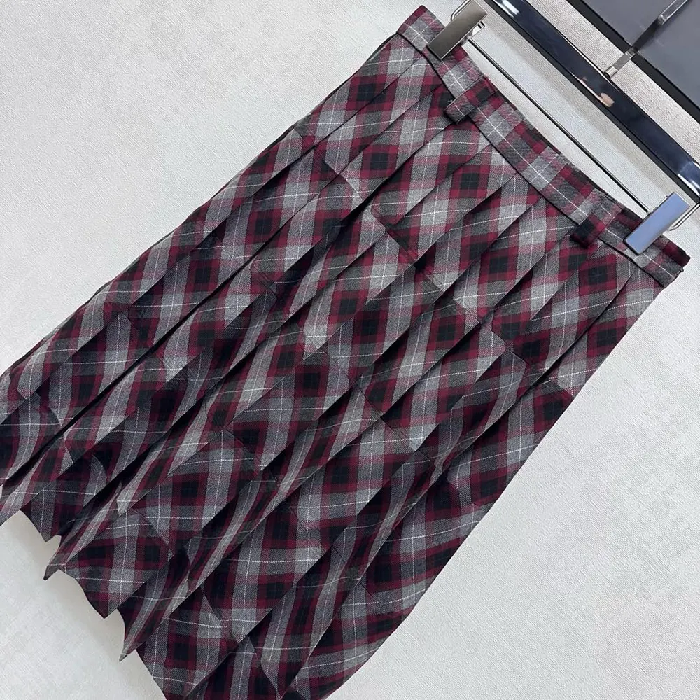 Prada Women Tartan Patchwork Midi Skirt MG25971804