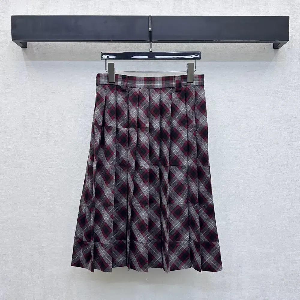 Prada Women Tartan Patchwork Midi Skirt MG25971804