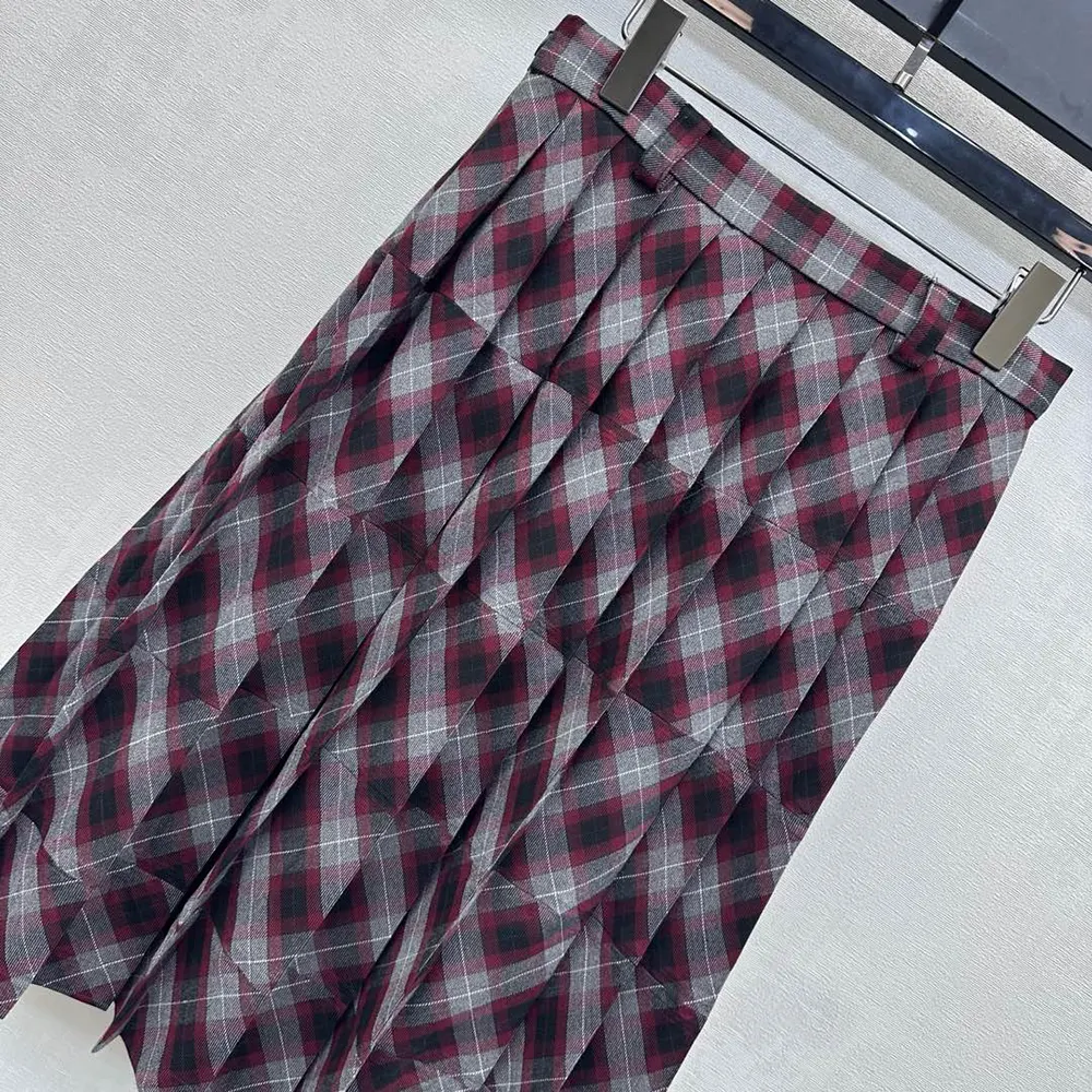 Prada Women Tartan Patchwork Midi Skirt MG25971804