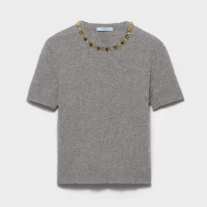 Prada Women Wool And Cashmere Crew-Neck Sweater-Grey P24V2B18M6