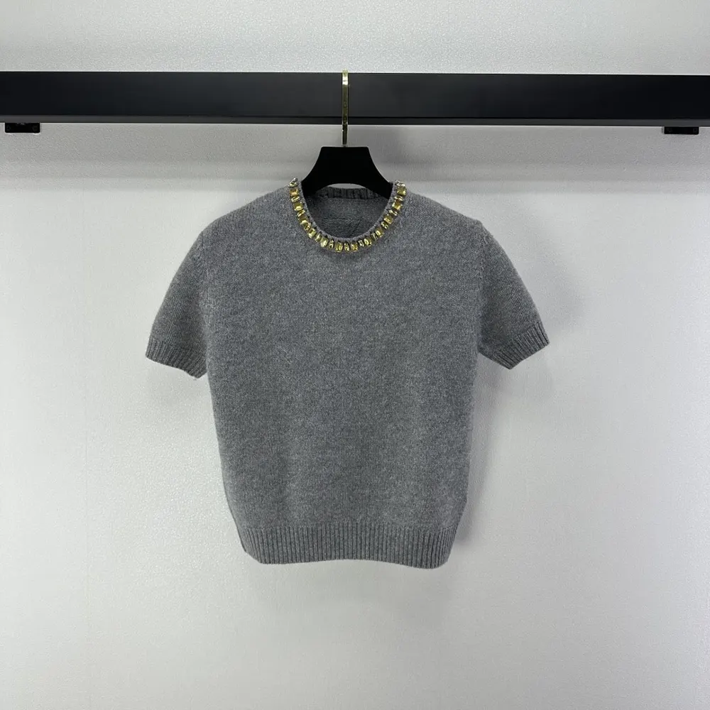 Prada Women Wool And Cashmere Crew-Neck Sweater-Grey P24V2B18M6 - Image 2