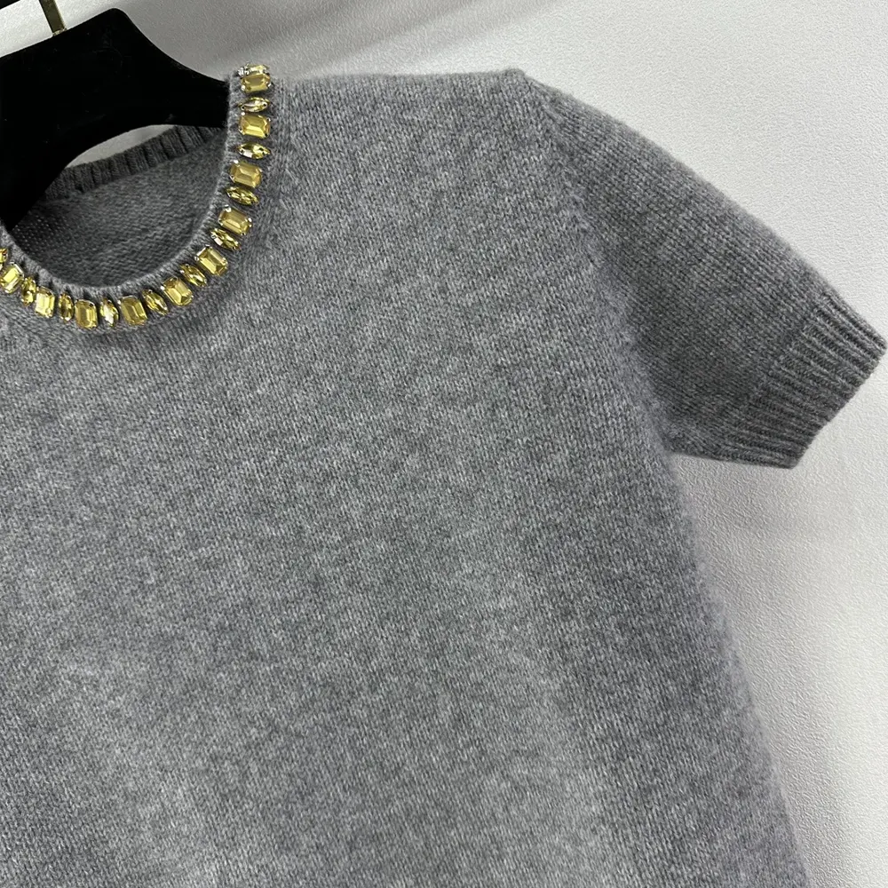 Prada Women Wool And Cashmere Crew-Neck Sweater-Grey P24V2B18M6 - Image 6