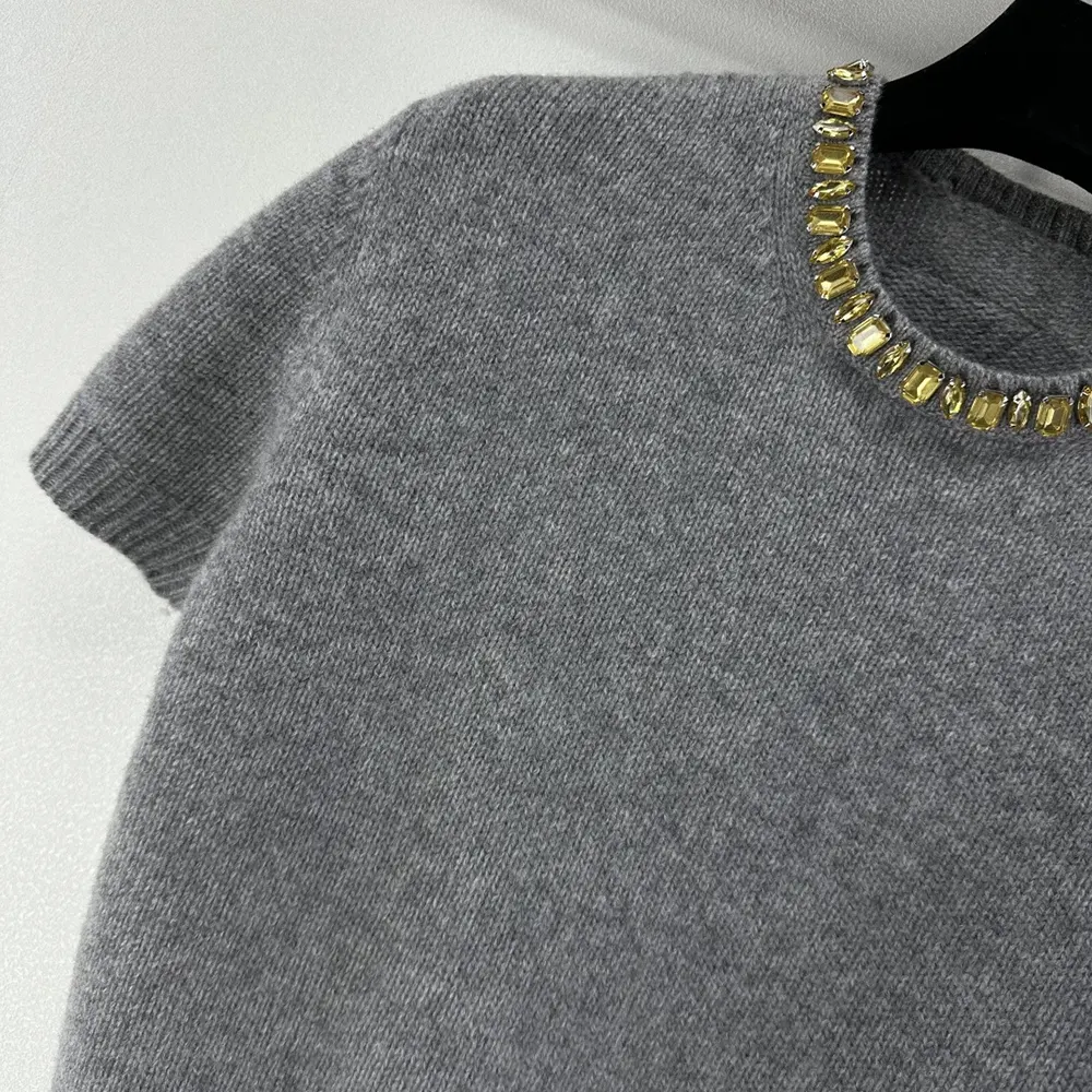 Prada Women Wool And Cashmere Crew-Neck Sweater-Grey P24V2B18M6 - Image 5