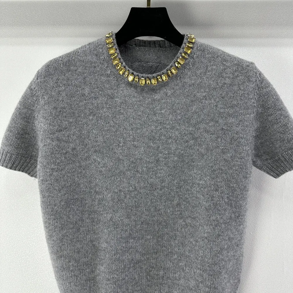 Prada Women Wool And Cashmere Crew-Neck Sweater-Grey P24V2B18M6 - Image 4