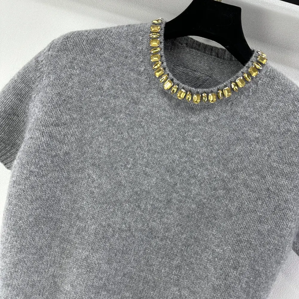 Prada Women Wool And Cashmere Crew-Neck Sweater-Grey P24V2B18M6 - Image 7