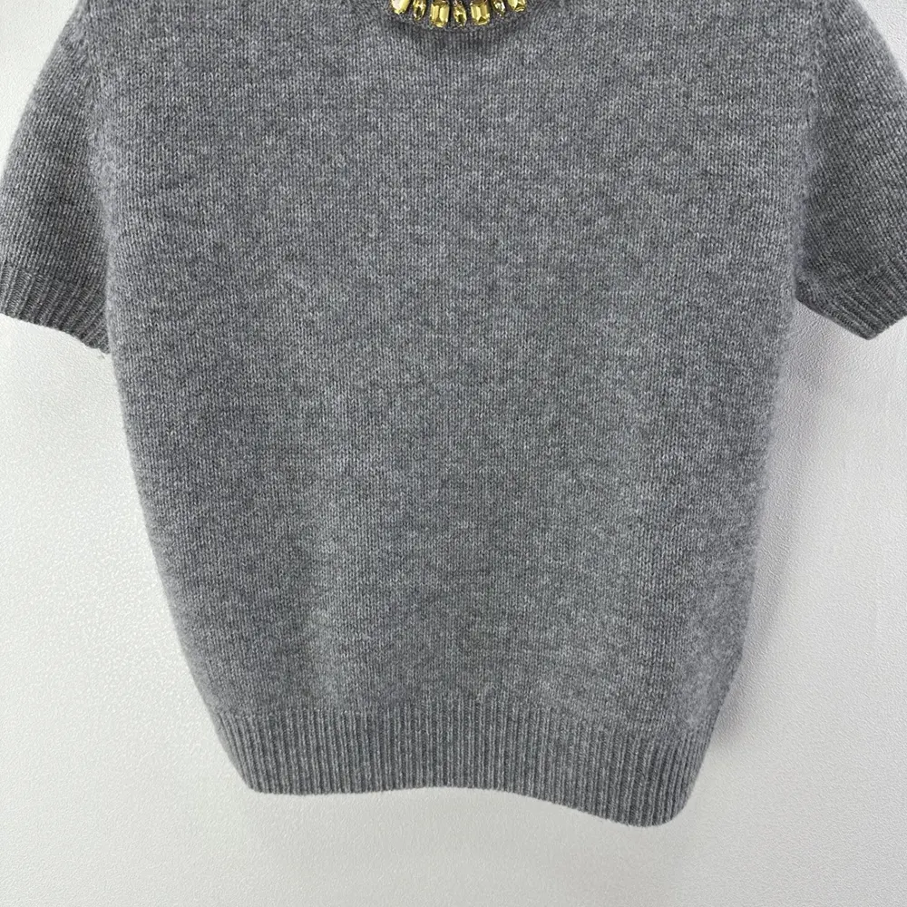Prada Women Wool And Cashmere Crew-Neck Sweater-Grey P24V2B18M6 - Image 9