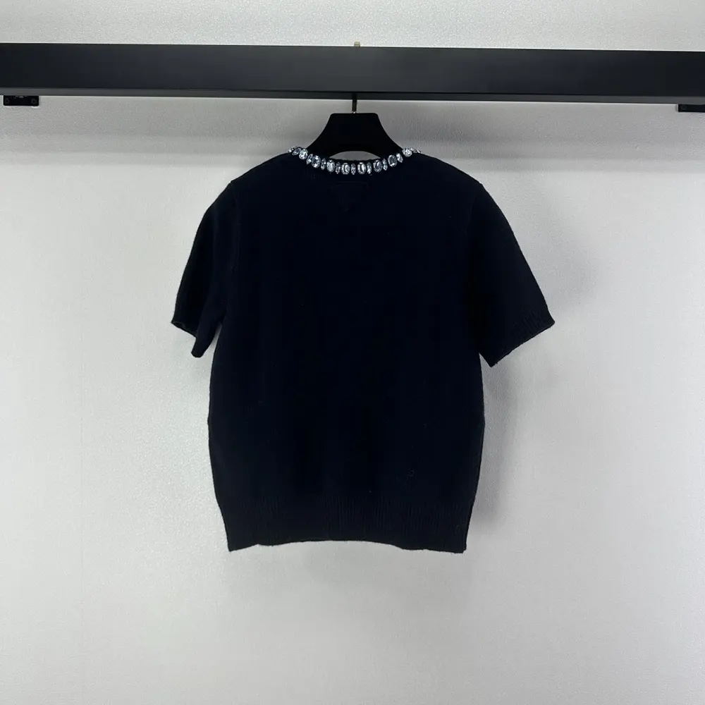 Prada Women Wool And Cashmere Crew-Neck Sweater-Navy P24V2B18M6