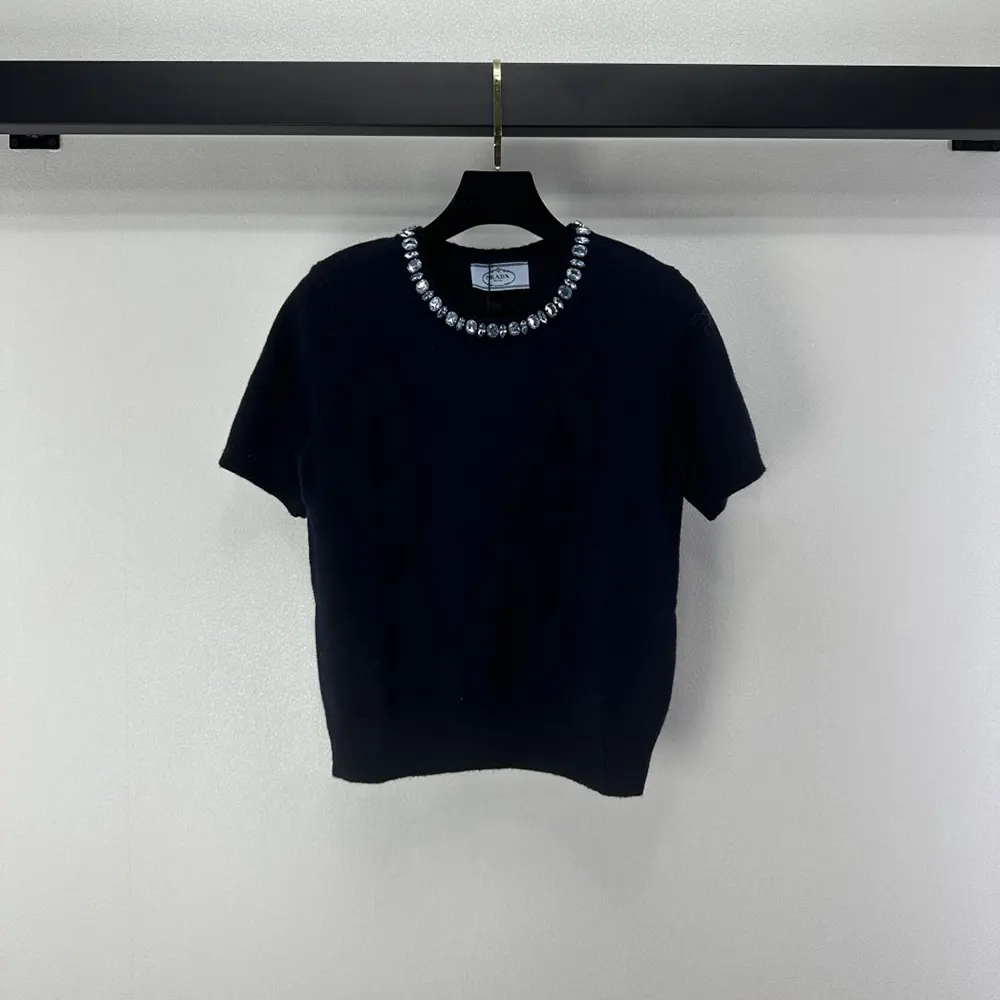 Prada Women Wool And Cashmere Crew-Neck Sweater-Navy P24V2B18M6