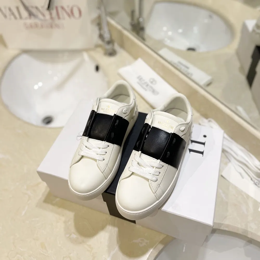 Valentino Unisex Calfskin Open Sneaker-White 7Y2S0830BLU