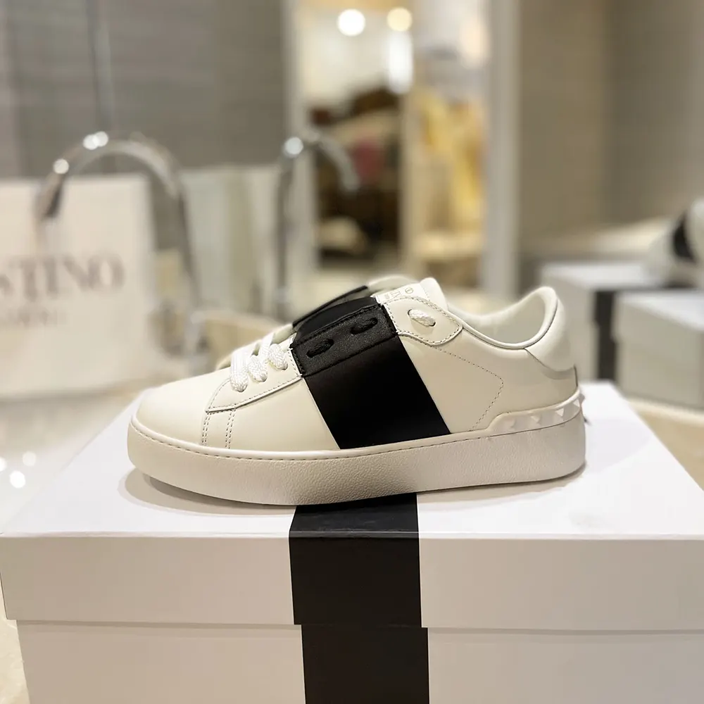 Valentino Unisex Calfskin Open Sneaker-White 7Y2S0830BLU