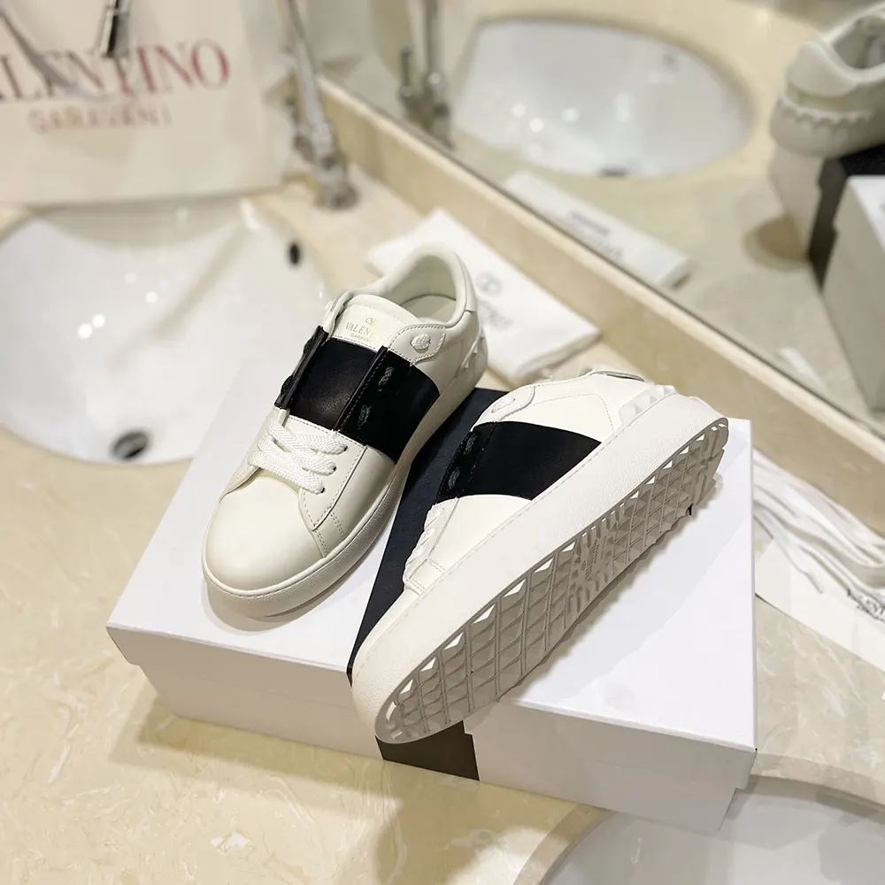 Valentino Unisex Calfskin Open Sneaker-White 7Y2S0830BLU