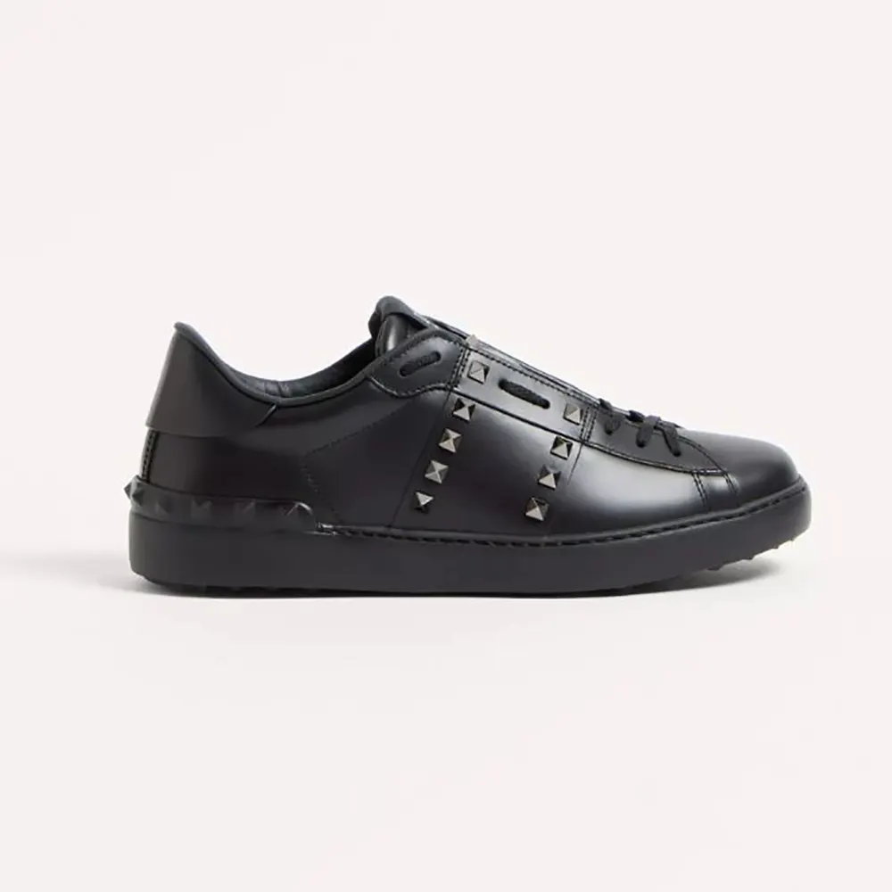 Valentino Unisex Rockstud Untitled Sneaker In Calfskin Leather-Black 7Y2S0931BXE