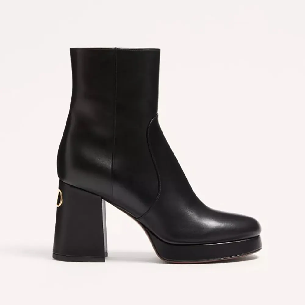 Valentino Women Fawcette Platform Ankle Boot In Calfskin-Black 7W0S0NF1DSH