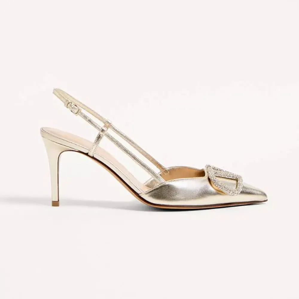 Valentino Women Vlogo Glow Laminated Nappa Slingback Pump 6W2S0R01PVY