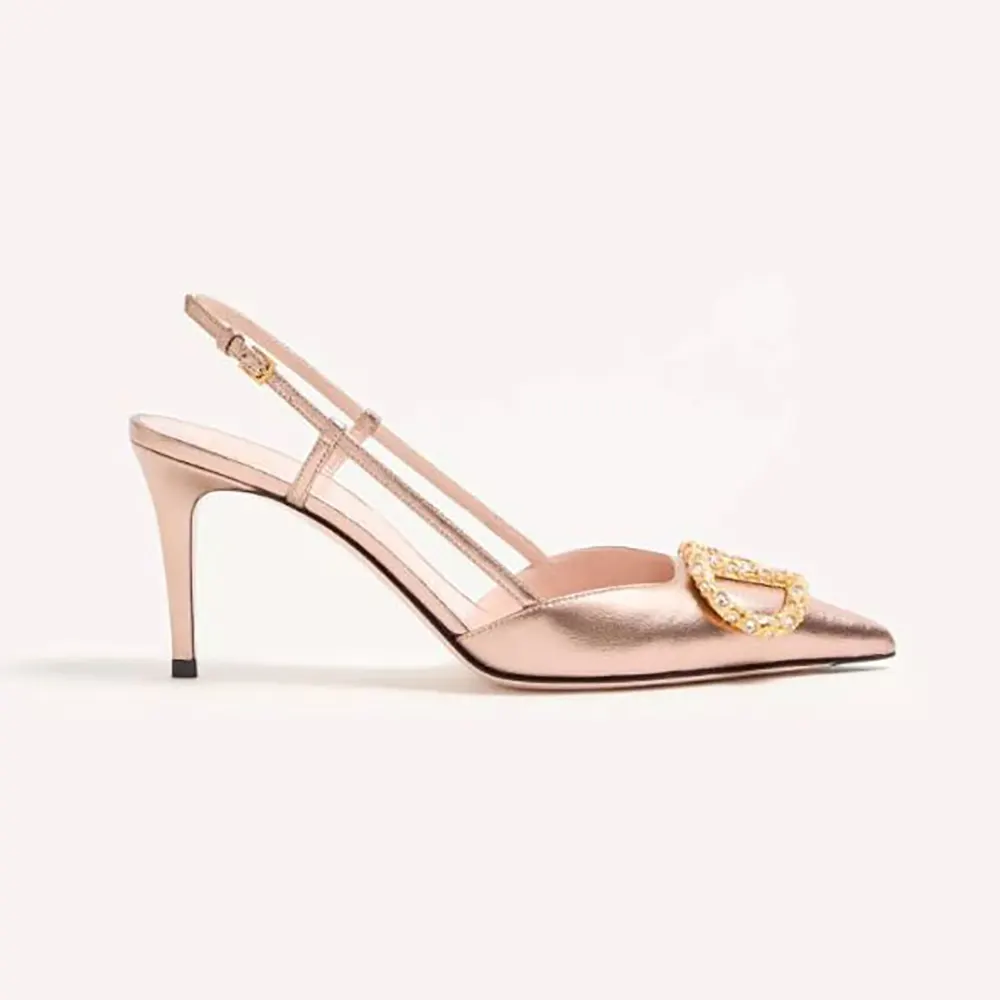Valentino Women Vlogo Signature Slingback Pump In Laminated Nappa Leather