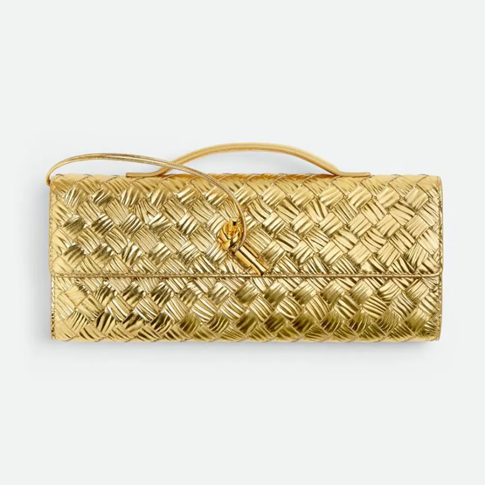 Bottega Veneta Women Andiamo Clutch-Gold 741511V5XQ28472