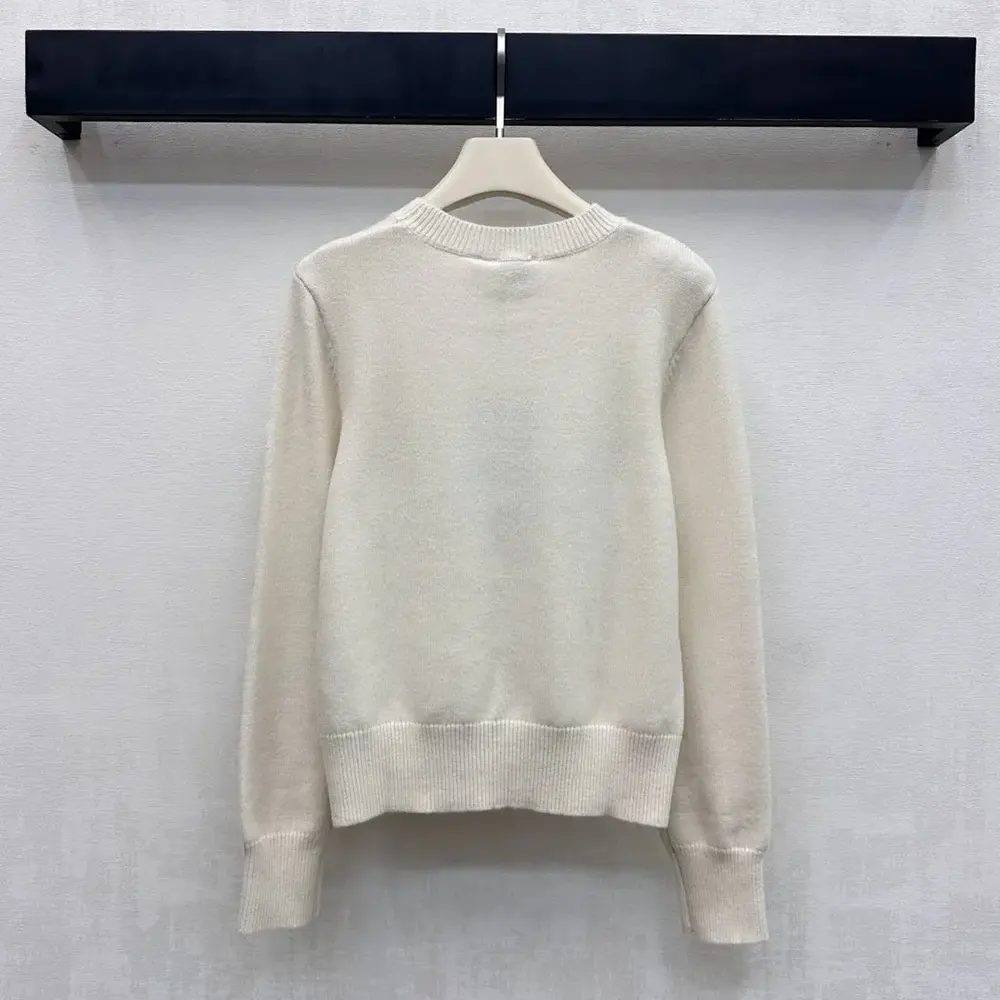 Burberry Women Cross Stitch EKD Wool Cashmere Sweater-White 81225531