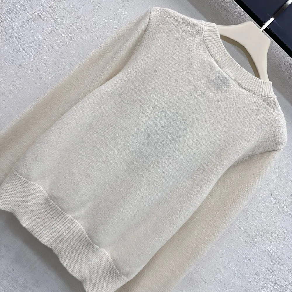 Burberry Women Cross Stitch EKD Wool Cashmere Sweater-White 81225531