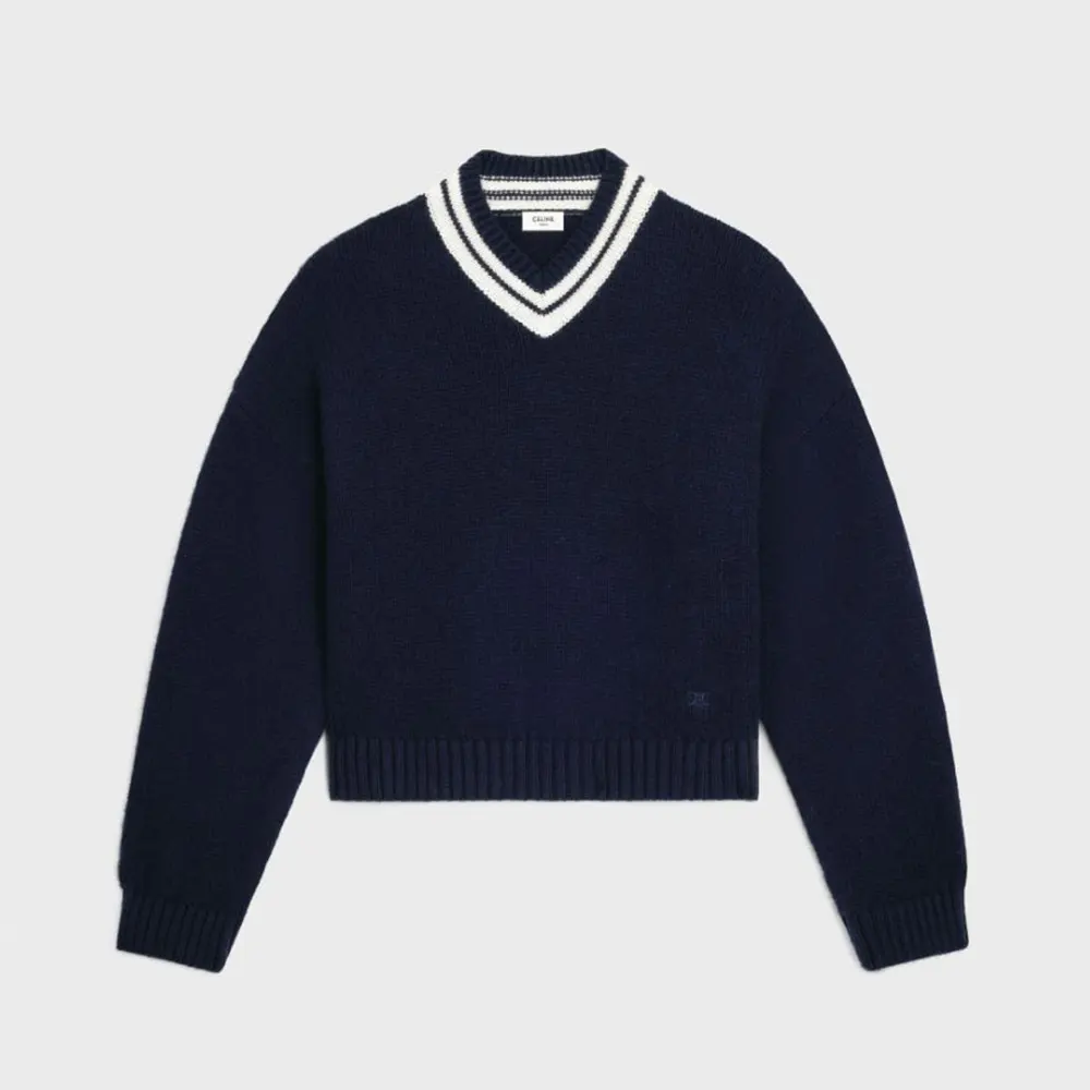 Celine Men V-Neck Sweater in Cashmere RY0RC0V09