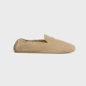 Celine Unisex Adam Loafer In Suede Calfskin-Natural 365167029C