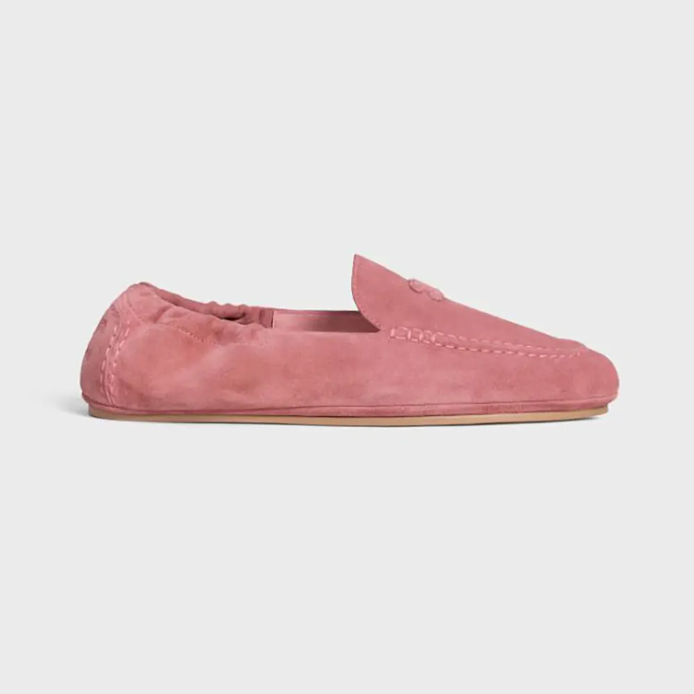 Celine Unisex Adam Loafer in Suede Calfskin-Pink 365167029C