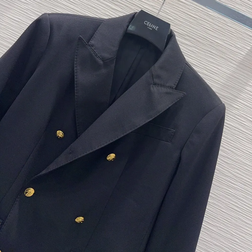 Celine Women Colonne Blazer in Wool Gabardine RV15H650D