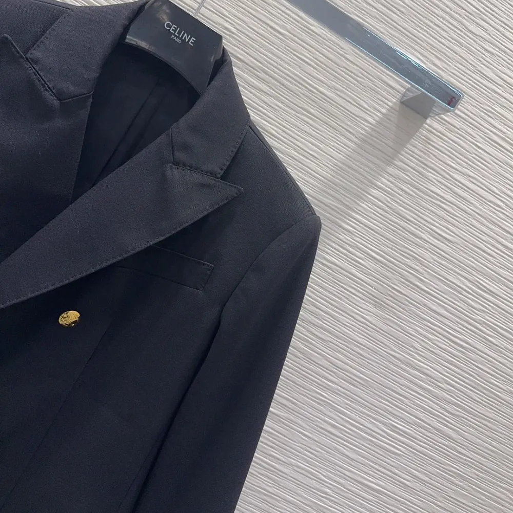 Celine Women Colonne Blazer in Wool Gabardine RV15H650D