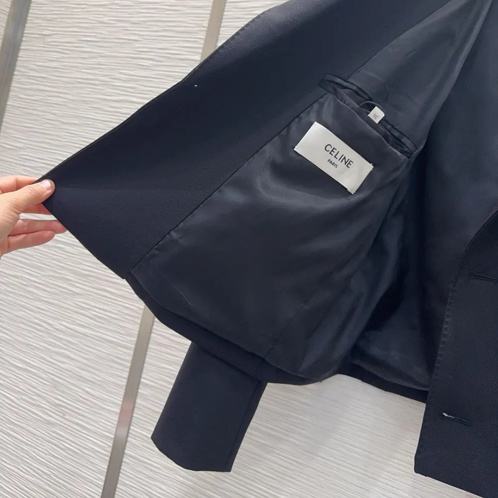 Celine Women Colonne Blazer in Wool Gabardine RV15H650D