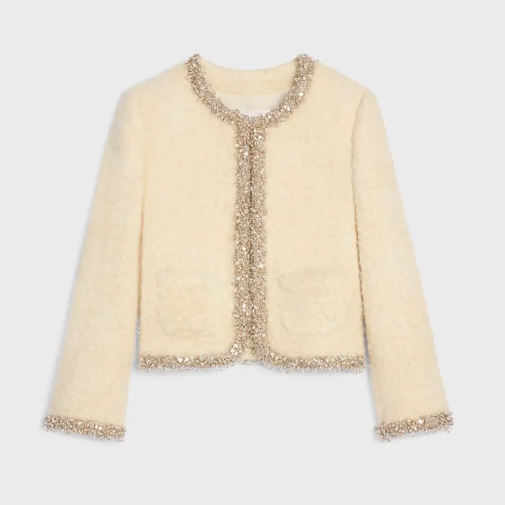 Celine Women Embroidered Chelsea Jacket in Silk Natté RV0OH0515