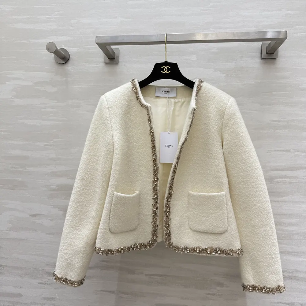 Celine Women Embroidered Chelsea Jacket in Silk Natté RV0OH0515